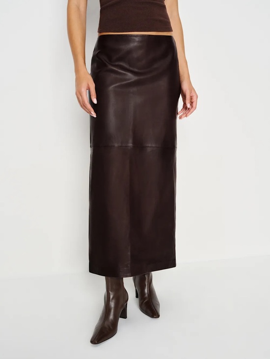 Reformation Dresses & Skirts - Reformation Veda Cole Low Waisted Leather Brown Maxi Skirt